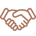 Brown outline clip art of two hands shaking.